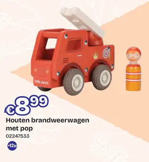 Promotie: Houten brandweerwagen met pop