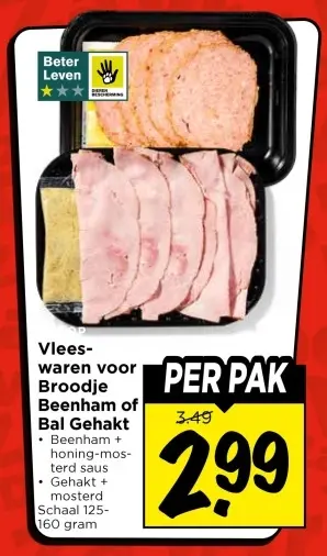 Vleeswaren voor Broodje Beenham of Bal Gehakt