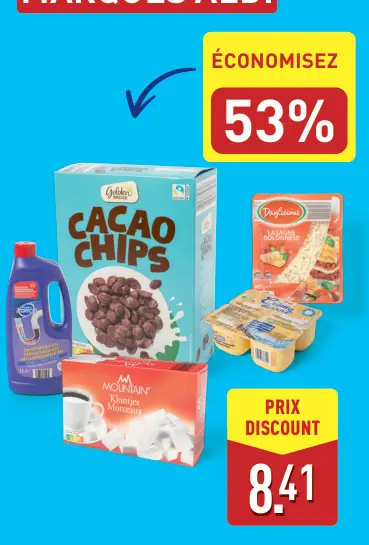 Offre: CACAO CHIPS, LASAGNE BOLOGNESE, Klontjes Morc