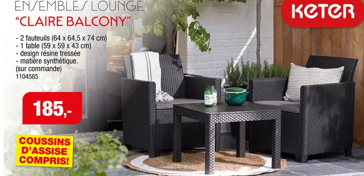 Offre: Ensembles lounge "claire balcony"