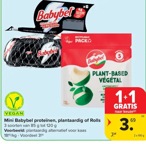 Promotie: Mini Babybel proteïnen, plantaardig of Rolls
