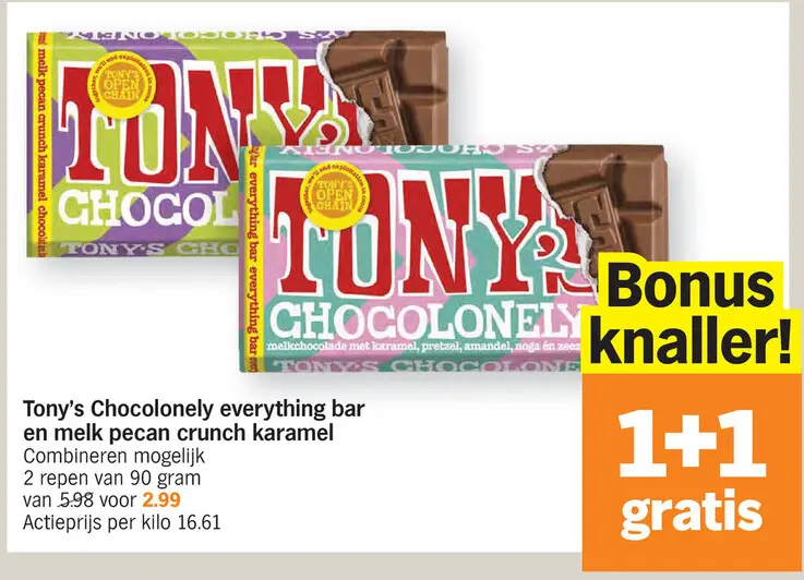 Promotie: Tony's Chocolonely everything bar en melk pec