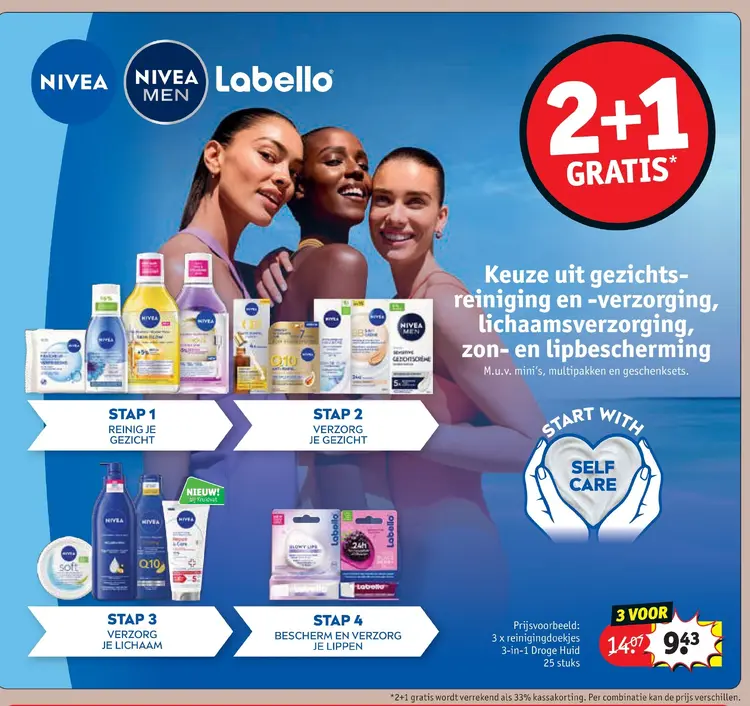 Promotie: Gezichtsreiniging en -verzorging, lichaamsverzorging, zon- en lipbescherming