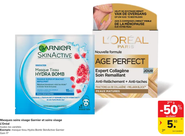 Offre: Masques soins visage Garnier et soins visage