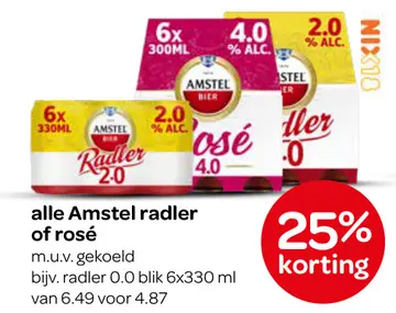 Aanbieding: alle Amstel radler of rosé