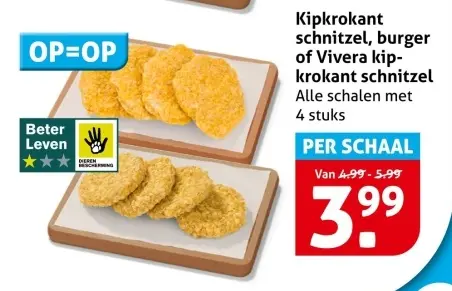 Aanbieding: Kipkrokant schnitzel, burger of Vivera kip-kr
