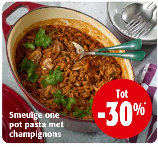 Promotie: Smeuïge one pot pasta met champignons