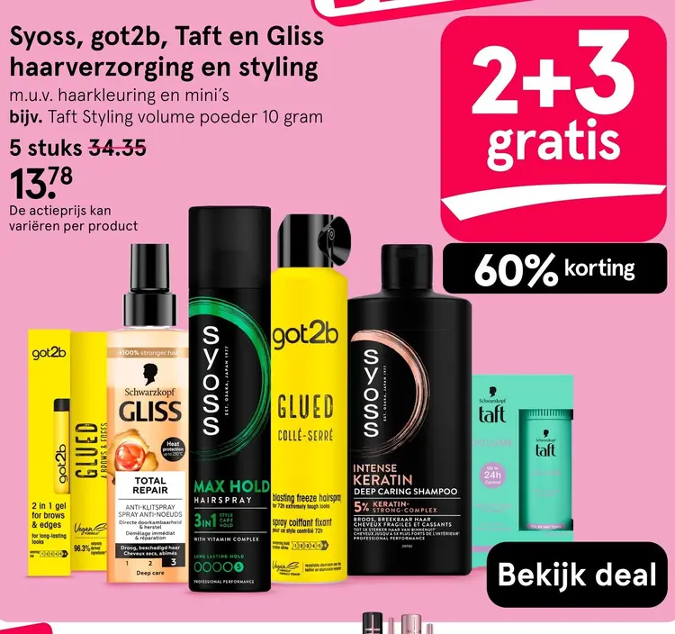 Aanbieding: Syoss, got2b, Taft, Gliss haarverzorging en styling