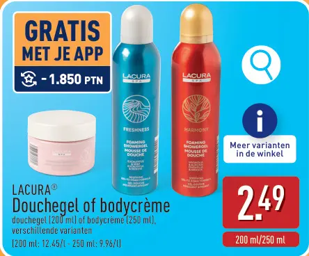 Promotie: Douchegel of bodycrème