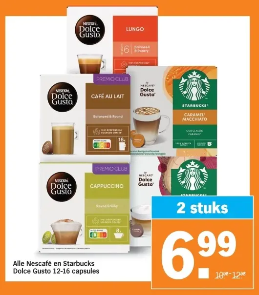 Aanbieding: Alle Nescafé en Starbucks Dolce Gusto 12-16 capsules