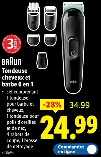 Offre: Tondeuse cheveux et barbe 6 en 1