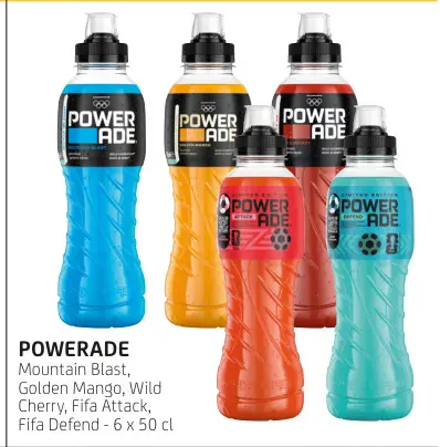 Offre: Powerade Mountain Blast, Golden Mango, Wild C