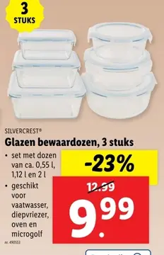 Aanbieding: Glazen bewaardozen, 3 stuks