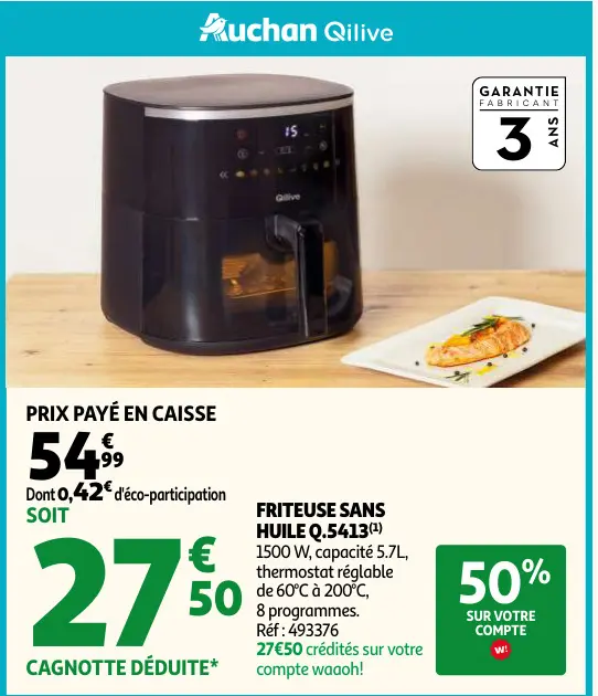 Offre: Friteuse sans huile q.5413