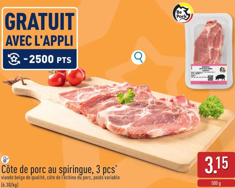 Offre: Côte de porc au spiringue
