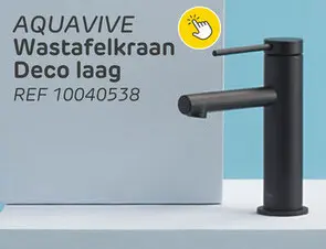 Promotie: Aquavive eco wastafelmengkraan irminio laag zwart