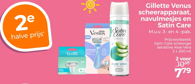 Aanbieding: Gillette Venus scheerapparaat, navulmesjes en Satin Care