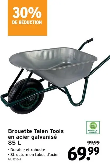 Offre: Brouette Talen Tools en acier galvanisé