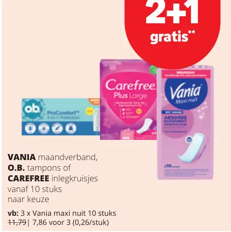 Promotie: Maandverband, tampons of inlegkruisjes