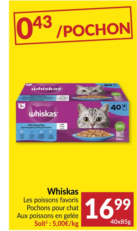 Offre: Les poissons favoris Pochons pour chat Aux poissons en gelée