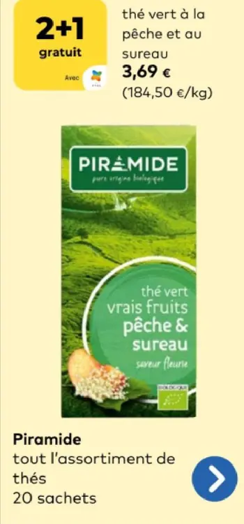 Offre: thé vert à la pêche et au sureau