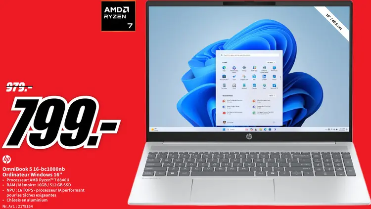 Offre: OmniBook 5 16-bc1000nb Ordinateur Windows 16"