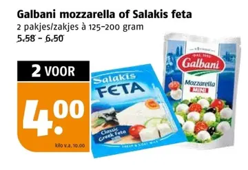 Aanbieding: Galbani mozzarella of Salakis feta