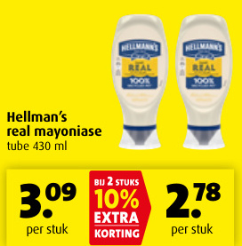 Aanbieding: Hellman's real mayoniase tube