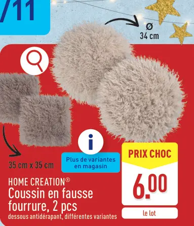 Offre: Coussin en fausse fourrure