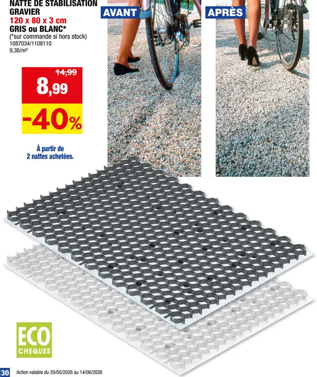Offre: Natte de stabilisation 119x80x3 cm gris