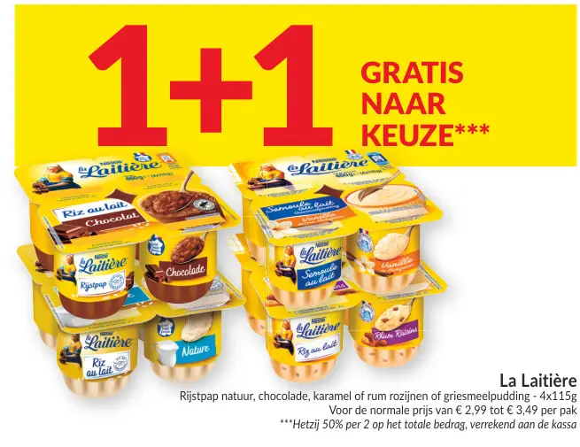 Promotie: La Laitière Rijstpap, chocolade, karamel of rozijnen