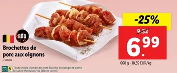 Offre: Brochettes de porc aux oignons