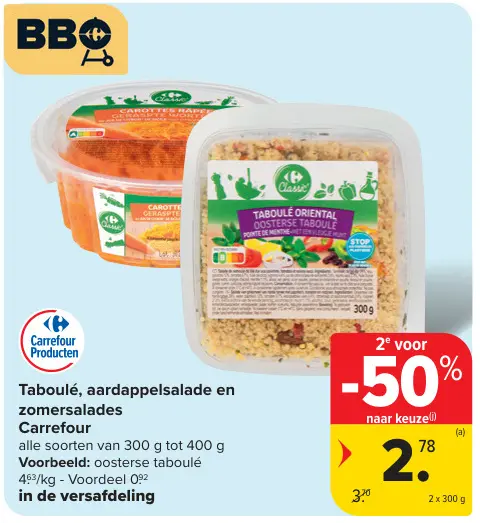 Promotie: Taboulé, aardappelsalade en zomersalades
