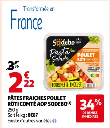 Offre: Pâtes fraiches poulet rôti comté aop