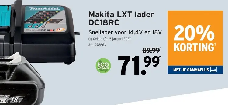 Promotie: Makita LXT lader DC18RC