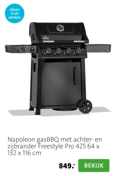 Aanbieding: GasBBQ met achter- en zijbrander Freestyle Pro 425