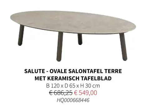 Promotie: Ovale salontafel terre
