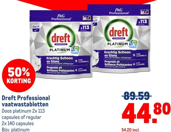 Aanbieding: Dreft Professional vaatwastabletten