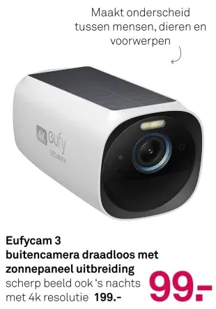 Aanbieding: Eufycam 3 buitencamera draadloos met zonnepan