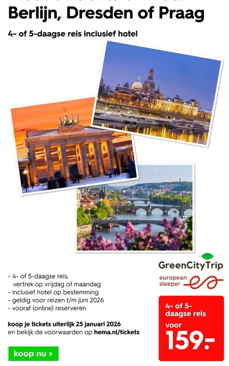Aanbieding: Berlijn, Dresden of Praag
