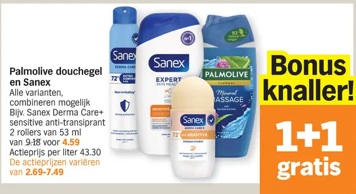 Promotie: Palmolive douchegel en Sanex