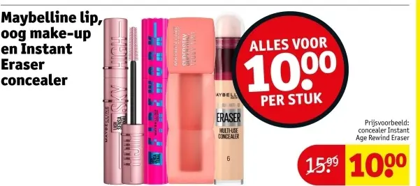 Aanbieding: Maybelline lip, oog make-up en Instant Eraser concealer