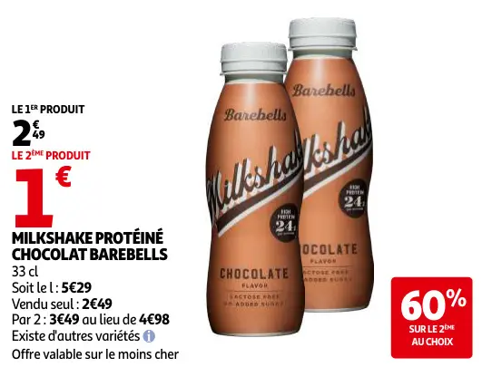 Promotie: Milkshake protéiné chocolat
