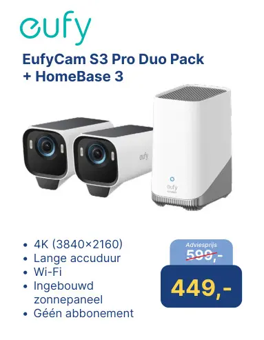 Aanbieding: EufyCam S3 Pro Duo Pack + HomeBase 3