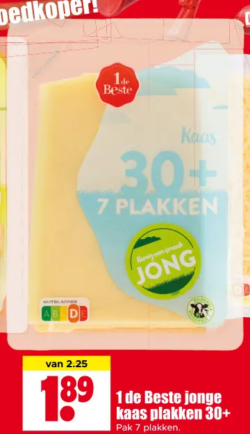 Aanbieding: 1 de Beste jonge kaas plakken 30+
