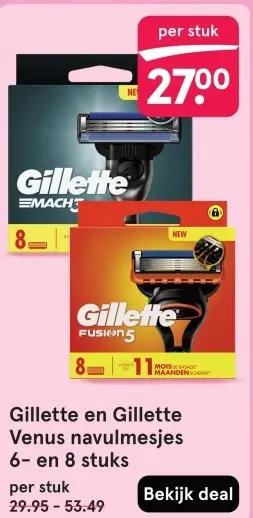 Aanbieding: Gillette en Gillette Venus navulmesjes