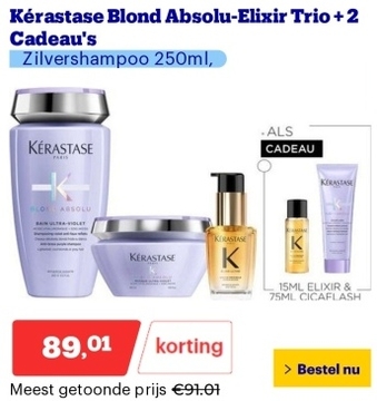 Aanbieding: Kérastase Blond Absolu-Elixir Trio + 2 Cadeau