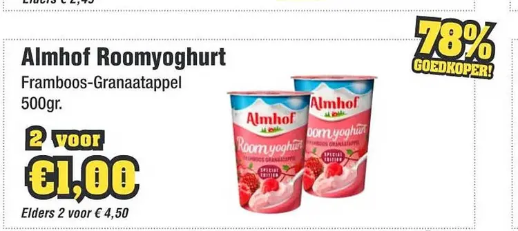 Aanbieding: Roomyoghurt Framboos-Granaatappel