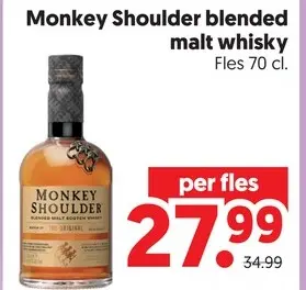 Aanbieding: Monkey Shoulder blended malt whisky