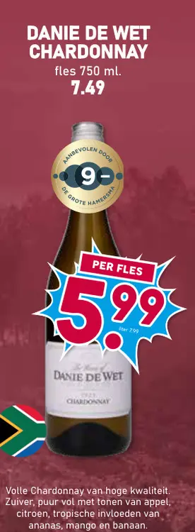 Aanbieding: Danie de wet chardonnay